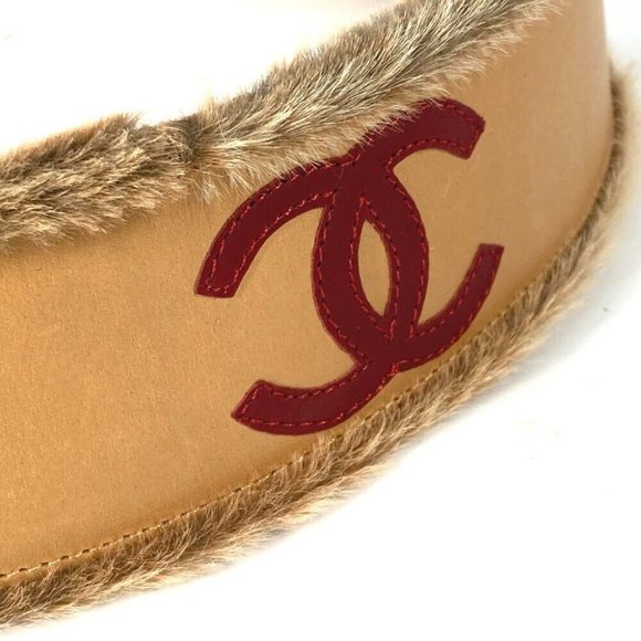 CHANEL CC CC Mark belt Leather / Pony-Hair Beige/RedBased - Picture 8 of 10